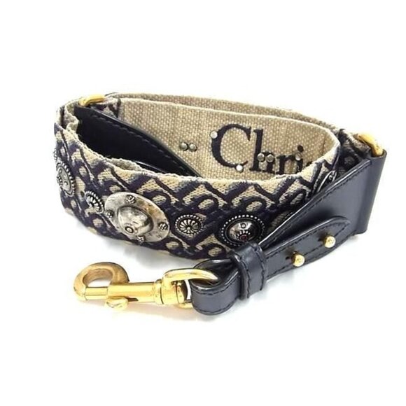 Dior Trotter Embroidery Canvas Shoulder Strap For Bags Shoulder Strap In Navy